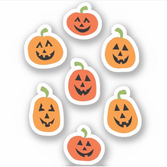 Cute Halloween Pumpkin Custom-Cut Vinyl Stickers (Front)