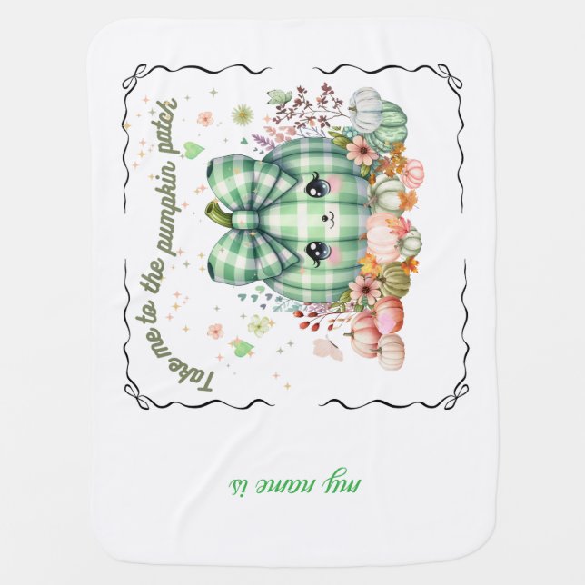 Cute Halloween Pumpkin Design, Customizable Baby Blanket (Front)