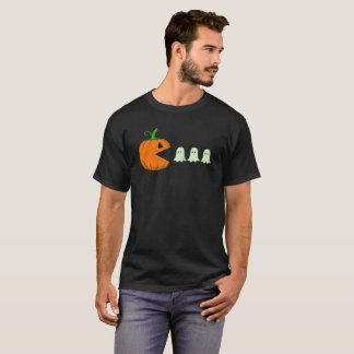 Cute Halloween Pumpkin Eats Ghosts Funny Gamer T-Shirt