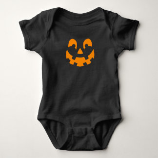 Cute Halloween Pumpkin Face Shape In Orange Color Baby Bodysuit