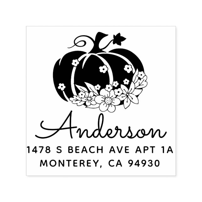 Cute Halloween Pumpkin Fall Address Self-inking Stamp (Design)