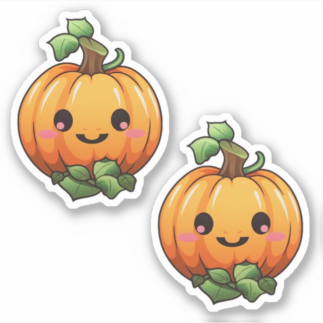 Cute Halloween Pumpkin Fall Autumn Sticker (Front)