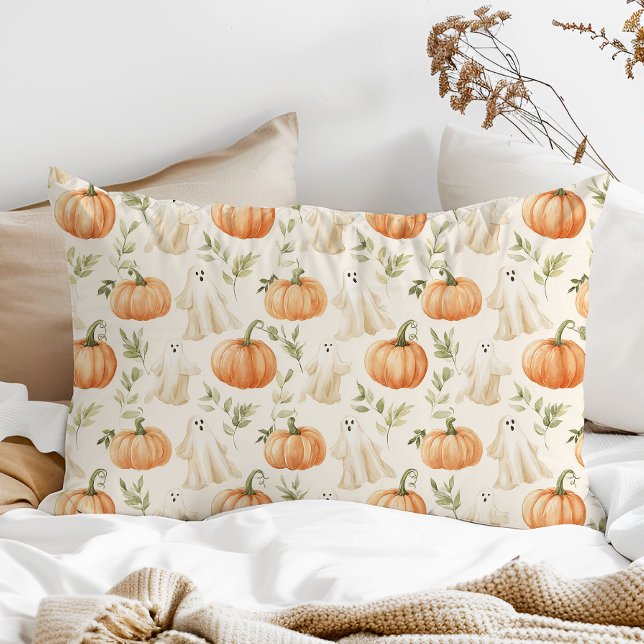 Cute Halloween Pumpkin Ghost Accent Pillow (Creator Uploaded)