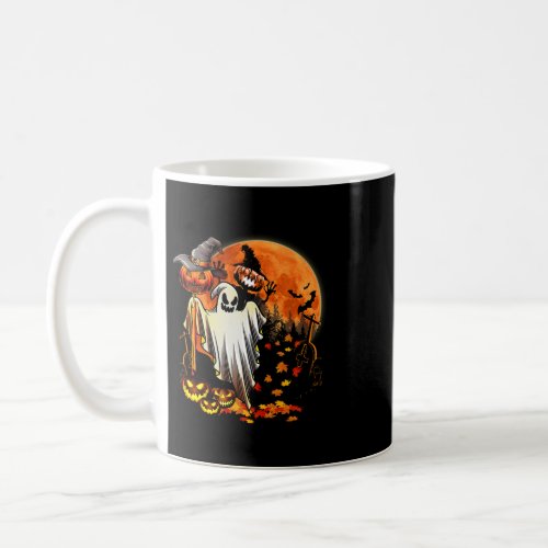 cute halloween pumpkin ghost autumn leaves graphic coffee mug