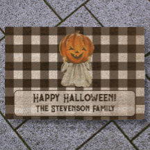 Cute Halloween Pumpkin Ghost Custom Family Name