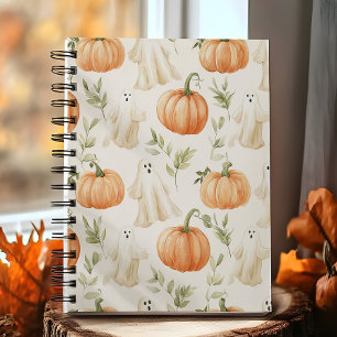 Cute Halloween Pumpkin Ghost Notebook