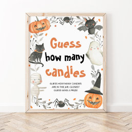 Cute Halloween Pumpkin Guess How Many Candies Game Poster