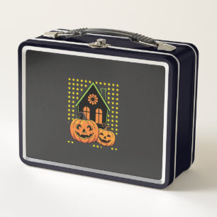 Cute Halloween Pumpkin Haunted House Star Metal Lunch Box