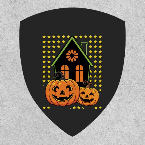 Cute Halloween Pumpkin Haunted House Star Patch