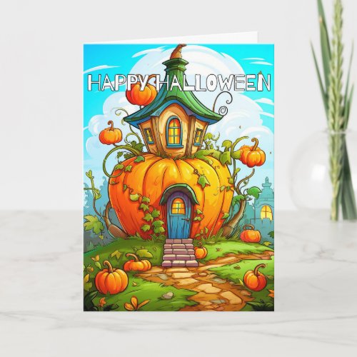 Cute Halloween Pumpkin House Card