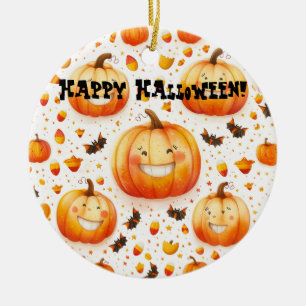 Cute Halloween pumpkin illustration design Ceramic Ornament