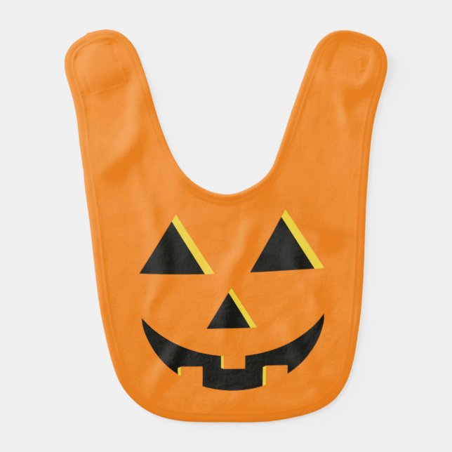 Cute Halloween Pumpkin Jack-O-Lantern Baby Bib (Front)