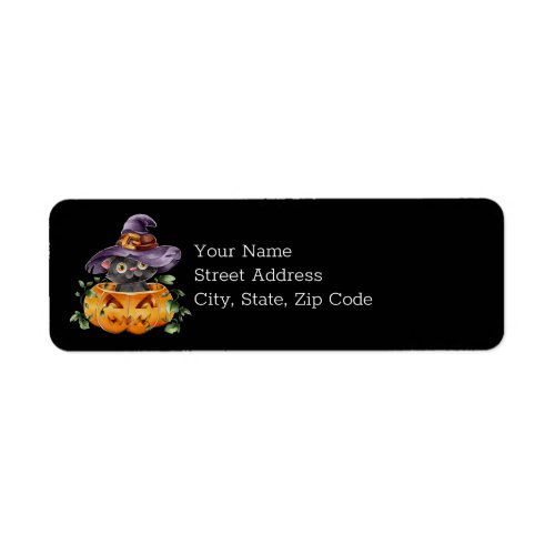 Cute Halloween Pumpkin Kitty Label