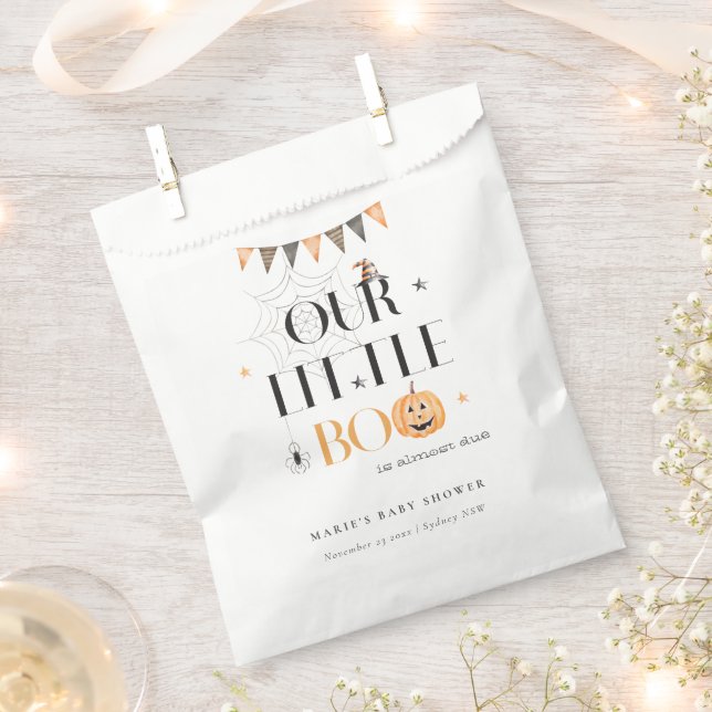 Cute Halloween Pumpkin Little Boo Baby Shower Favor Bag (Clipped)
