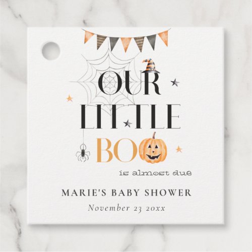 Cute Halloween Pumpkin Little Boo Baby Shower Favor Tags