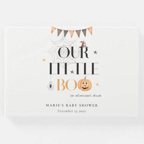 Cute Halloween Pumpkin Little Boo Baby Shower Guest Book