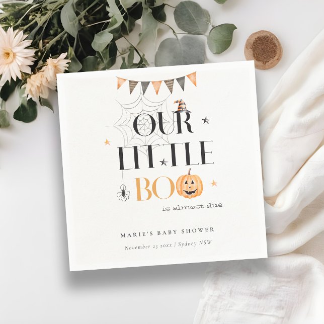 Cute Halloween Pumpkin Little Boo Baby Shower Napkins (Creator Uploaded)