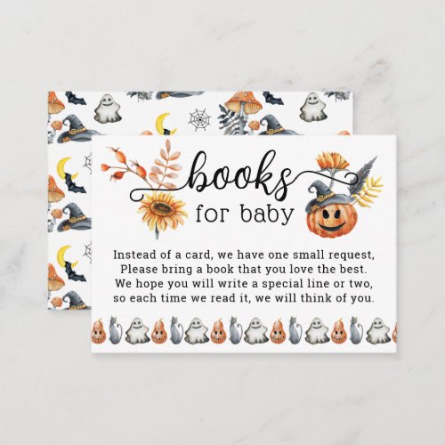 Cute Halloween Pumpkin Little Boo Books for Baby Enclosure Card