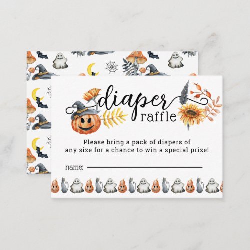 Cute Halloween Pumpkin Little Boo Diaper Raffle Enclosure Card