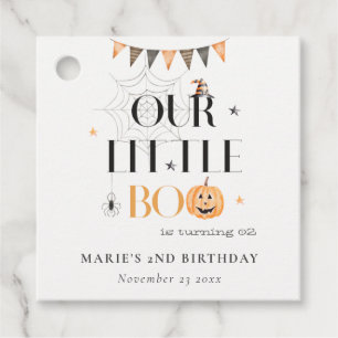 Cute Halloween Pumpkin Little Boo Kids Birthday Favor Tags