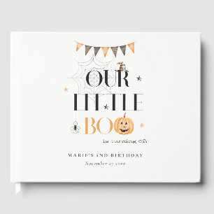 Cute Halloween Pumpkin Little Boo Kids Birthday Guest Book