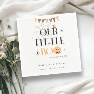 Cute Halloween Pumpkin Little Boo Kids Birthday Napkins