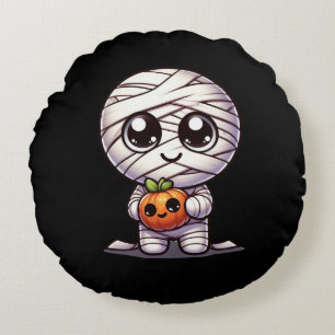 Cute Halloween pumpkin/mummy Round Pillow