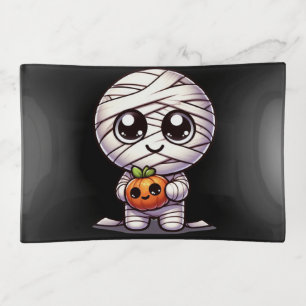 Cute Halloween pumpkin/mummy Trinket Tray