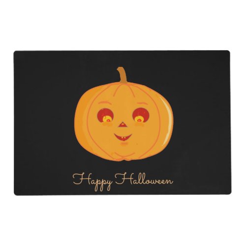 Cute Halloween Pumpkin on Black Placemat