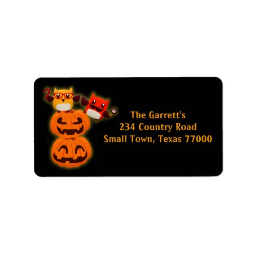 Cute Halloween Pumpkin Owls Personalized Address Label