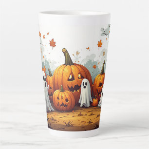 Cute Halloween Pumpkin Patch Ghosts 👻 Latte Mug