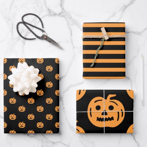 Cute Halloween Pumpkin Pattern Mixed Wrapping Paper Sheets