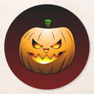 Cute Halloween Pumpkin Round Paper Coaster