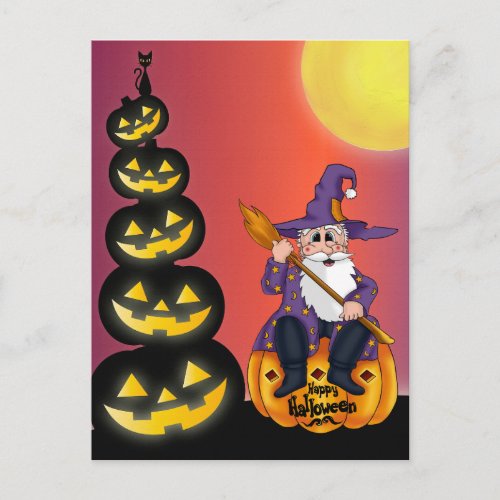 Cute Halloween Pumpkin Santa  Postcard