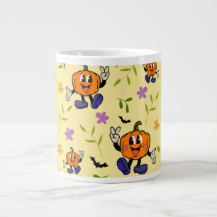 Cute Halloween Pumpkin Seamless Pattern  Giant Coffee Mug