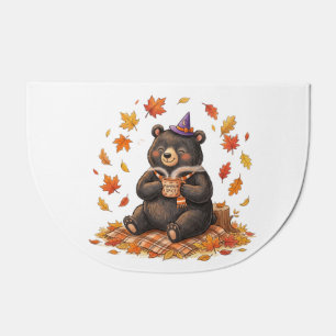 Cute Halloween Pumpkin Spice Bear Cozy Autumn T-Sh Doormat