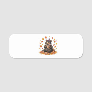 Cute Halloween Pumpkin Spice Bear Cozy Autumn T-Sh Name Tag