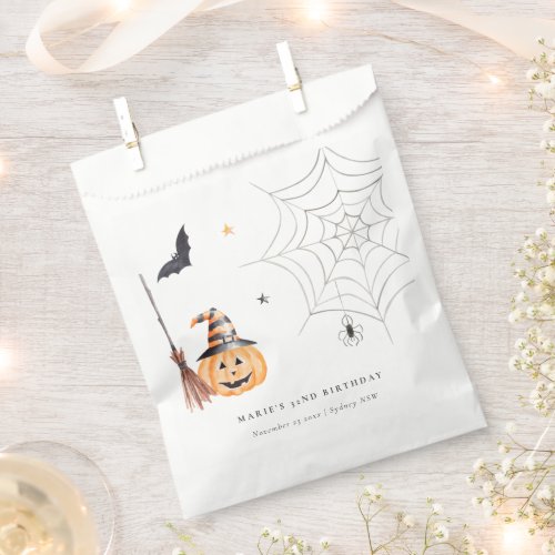 Cute Halloween Pumpkin Spiderweb Any Age Birthday Favor Bag