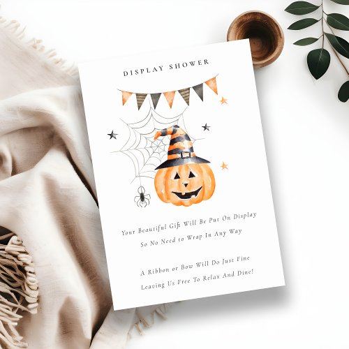 Cute Halloween Pumpkin Spooky Display Baby Shower Enclosure Card