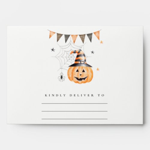 Cute Halloween Pumpkin Spooky Spider Web Address Envelope