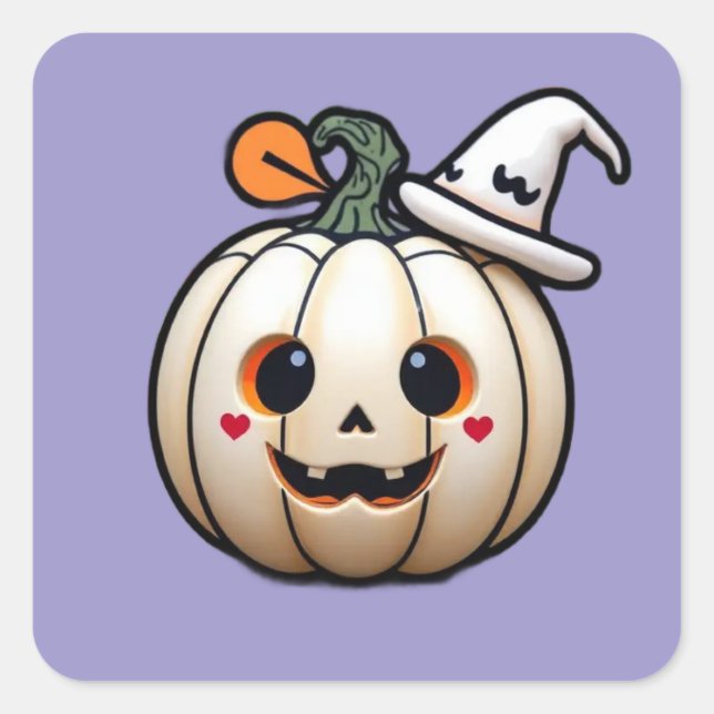 Cute Halloween Pumpkin Sticker – Kawaii Style (Front)