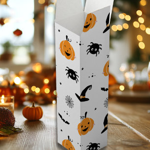 Cute Halloween Pumpkin & Witch Hat Wine Box