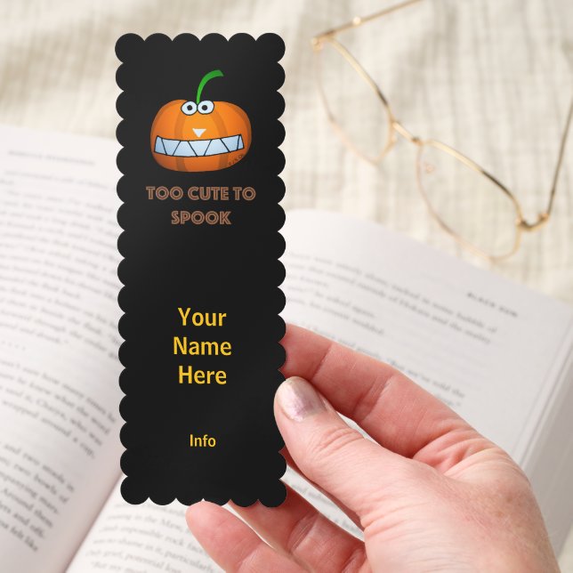 cute Halloween pumpkin with funny face Bookmarks (Hand)