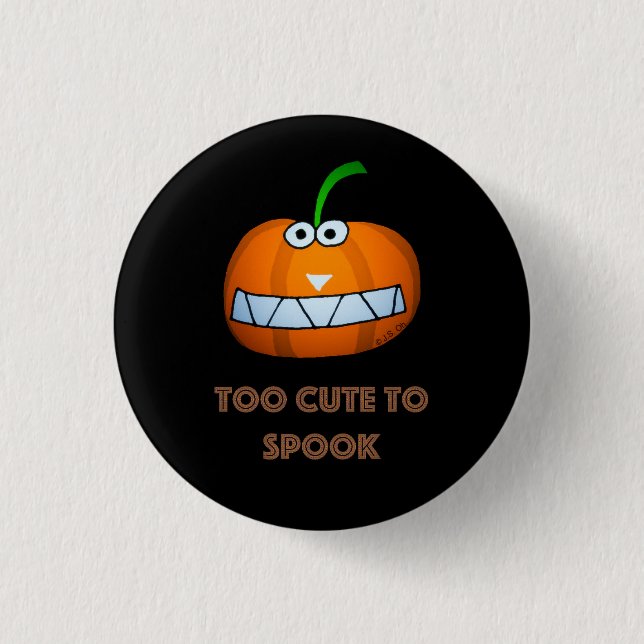 cute Halloween pumpkin with funny face Button (Front)