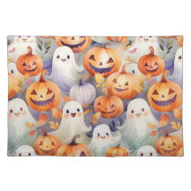 Cute halloween pumpkins and ghosts