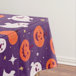 Cute halloween pumpkins and ghosts tablecloth
