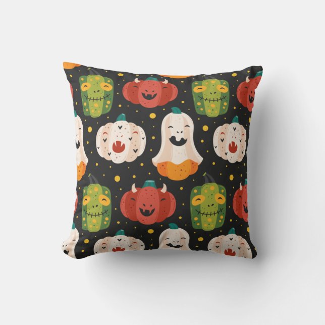 Cute Halloween Pumpkins and Gourds  Throw Pillow (Front)