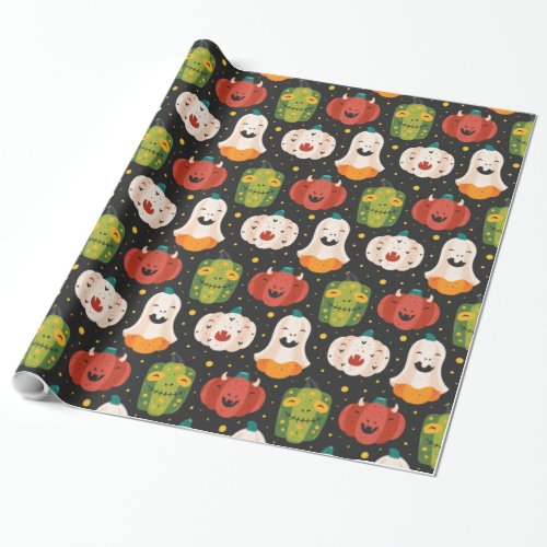 Cute Halloween Pumpkins and Gourds Wrapping Paper