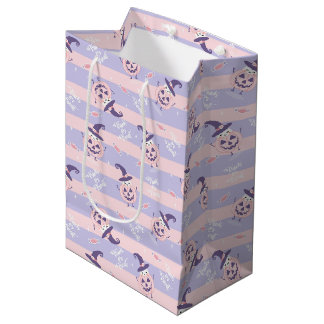 Cute Halloween Pumpkins and Witch Hats Pattern Medium Gift Bag