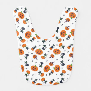 Cute Halloween Pumpkins & Black Cats Pattern Fleec Baby Bib